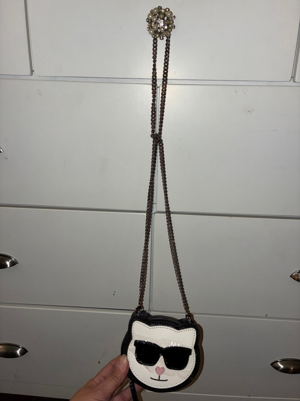 Karl Lagerfeld Cat Face Crossbody Bag Black and White - Cute Sunglasses Design